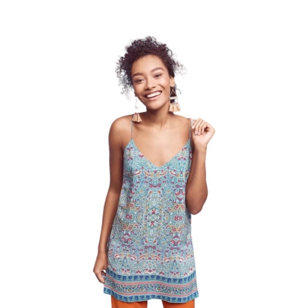 Anthropologie/Maeve meret 100% silk floral paisley tunic size/2